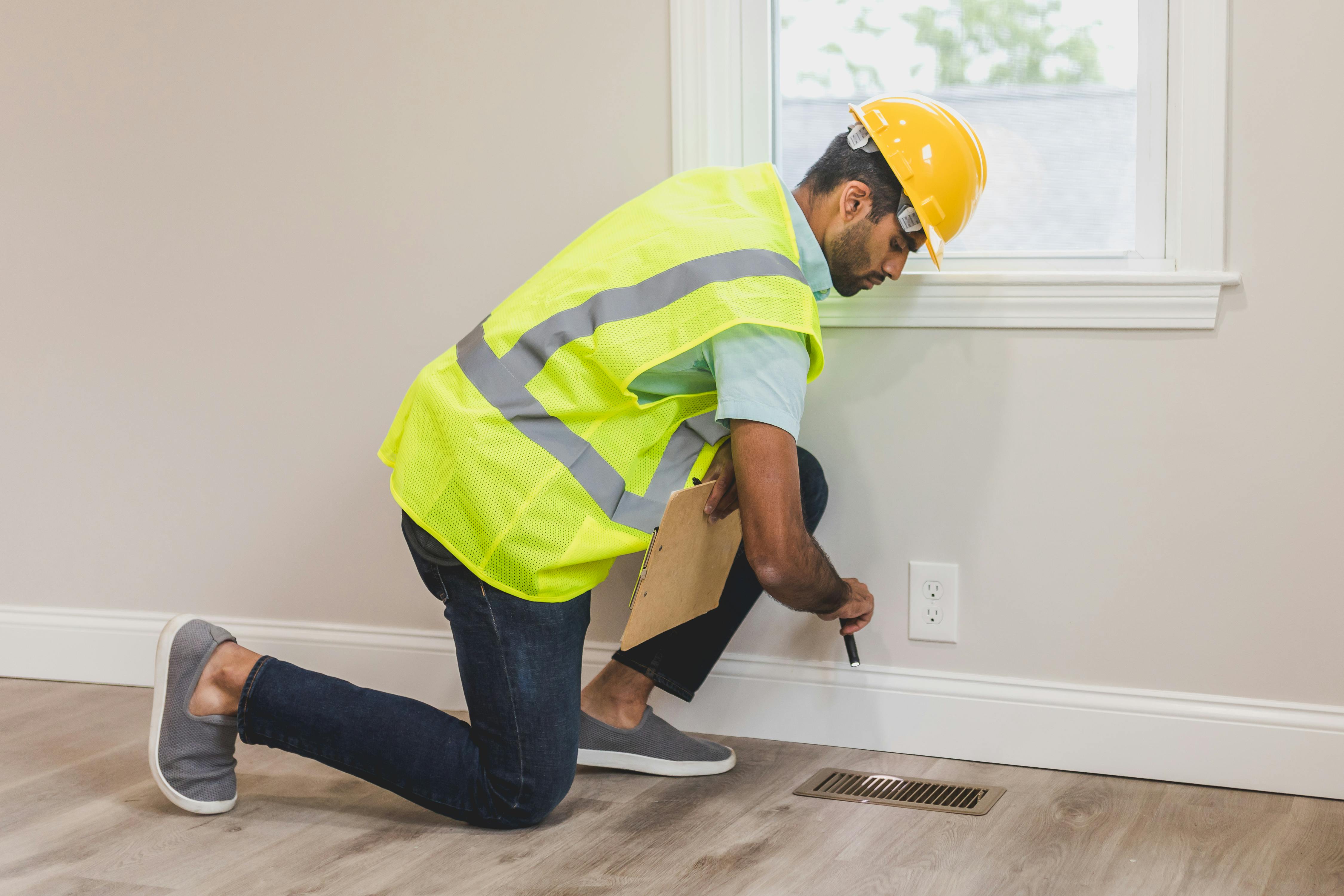 Checking airflow at a floor vent