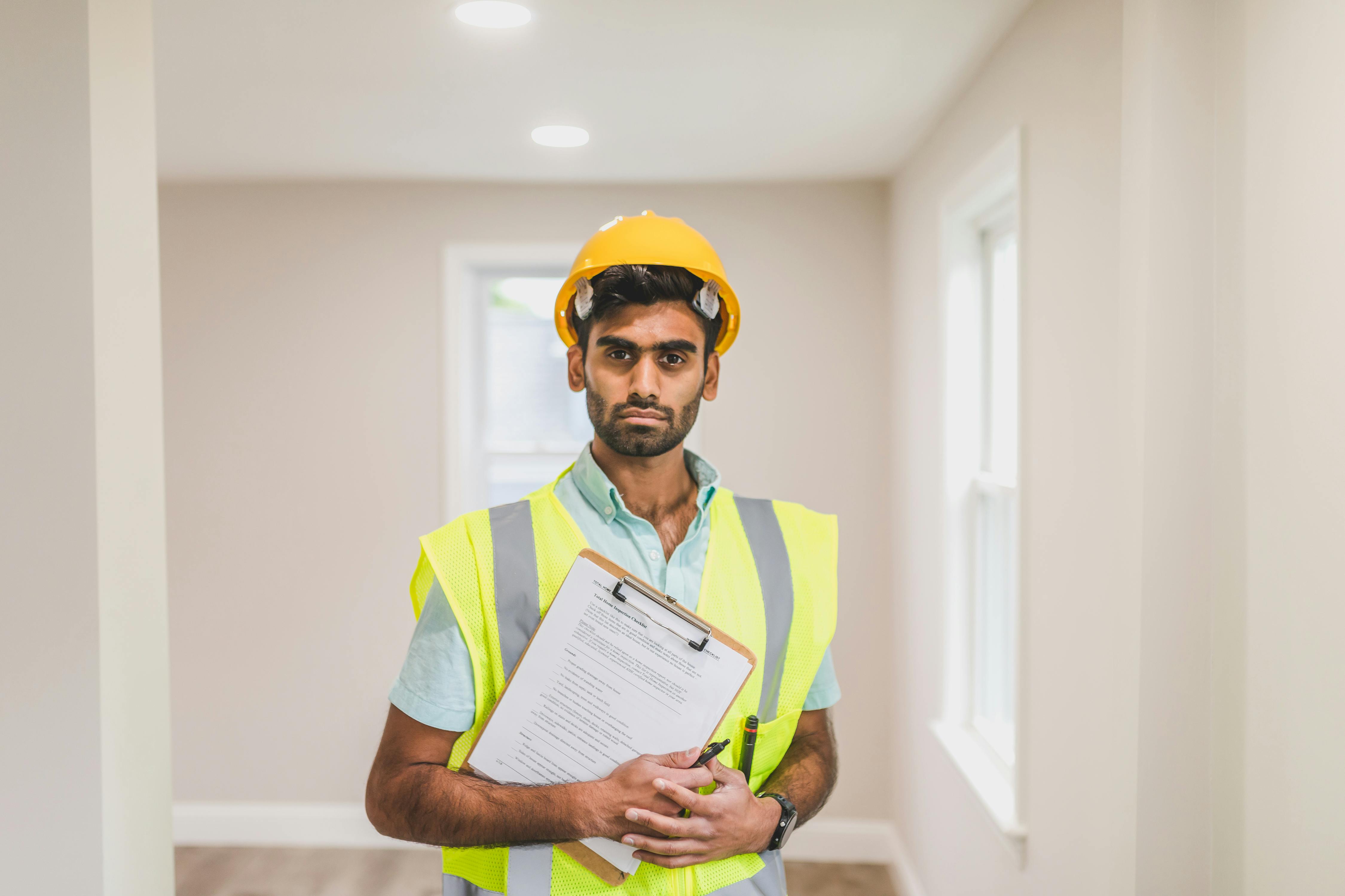 HVAC inspector with clipboard